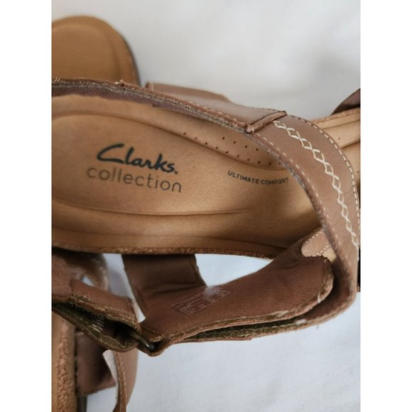 Clarks Women's Roseville Mae Light Tan Leather Flat Sandals Size 12M - Picture 11 of 11